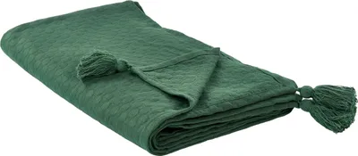 Zdjęcie produktu dla BELIANI Narzuta na łóżko zielona bawełniana 150 x 200 cm z frędzlami dekoracyjna ozdobna do sypialni