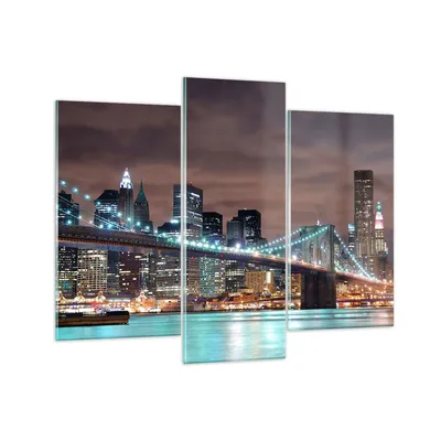 Produktbild von Bilder auf glas - Stadt Brücke Wolkenkratzer - 130x100cm - Glasbilder - Wandbilder - Kunstdruck - zum Aufhängen bereit - Wanddekoration aus Glas - Glas Bilder - Wandbild auf Glas - GCB130x100-0218