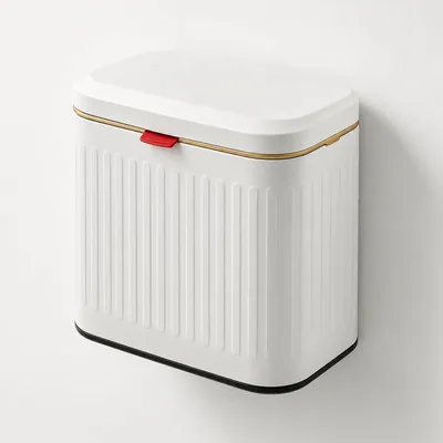 Image de Solidchoice - Poubelle de 4 litres pour cuisine et salle de bain, avec couvercle (blanc)