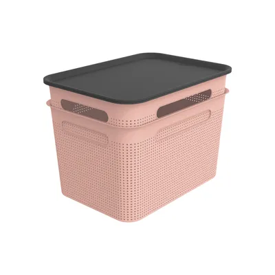 Obrázek produktu pro sada 2 krabic s víkem 16 l BRISEN, barva:Linnea pink ged.
