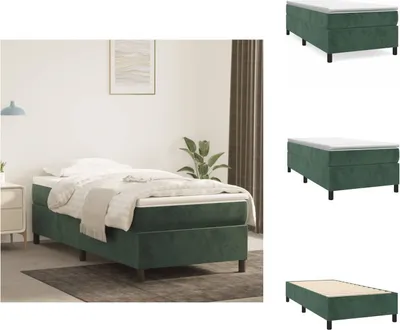 Produktbild von vidaXL Boxspringbett Dunkelgrün 90x190 cm Samt -  Betten & Bettgestelle