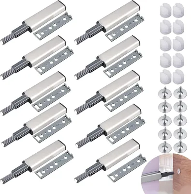 Produktbild von 10 Stück magnetische Tür- und Schrankriegel mit Druckfunktion, Pufferpad, zum Öffnen und Schließen durch Druck für Schranktüren, Schubladen, Möbel und Kleiderschränke