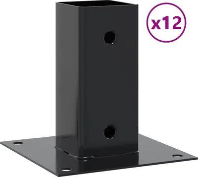 Image de vidaXL Support de poteau carré 12 pcs. 71x71mm Acier laqué époxy
