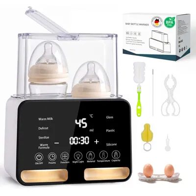 Produktbild von 2026 er 12-in-1 Babyflaschenwärmer Sterilisator 2 Flaschen BPA-frei Für 30–300 ml,PTC-Schnellheizung,48H Warmhalten,Nachtlicht,1–24H Timer