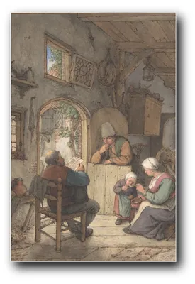 Produktbild von Kunstdruck „Zeitungslesen in der Weberstube“ von Adriaen van Ostade – 20 x 30 cm – ungerahmt