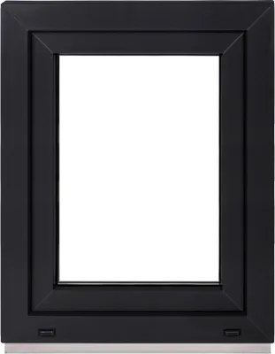 A black window frame on a white background.
