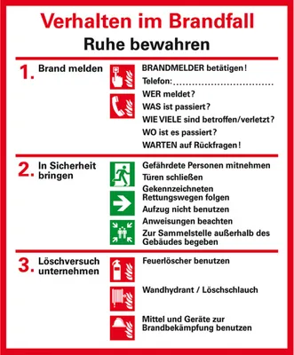 Produktbild von Dreifke® Verhaltensregeln Verhalten im Brandfall, ISO 7010, Folie, selbstkleb...