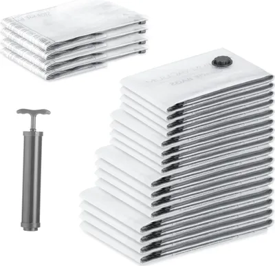 Produktbild von SilverRack Vakuumbeutel für Kleidung [20 Stück] in 5 Größen (4x Large + 4x Small + 4x Medium + 4x Large + 4x XL) - BPA Frei - Vakuumierbeutel Kleidung