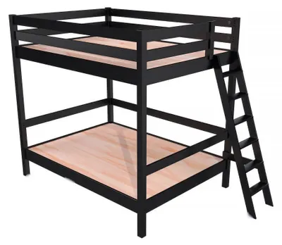 Image de Lit double superposé Sylvia 160x200 avec échelle, Noir