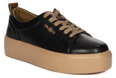 Produktbild von Damen Echtleder Sneaker mit Plateausohle (4 cm), Schnürung, Weite G, Modell DP611724BKBE