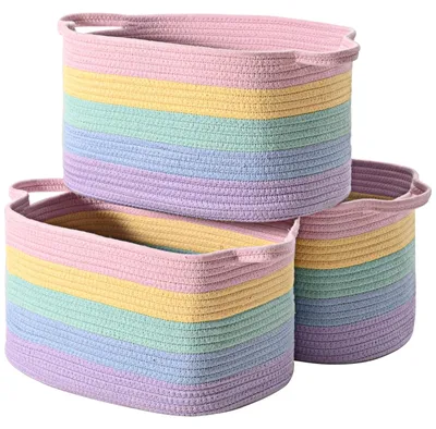 Immagine prodotto di Cesto portaoggetti intrecciato in cotone, ideale per organizzare oggetti per bambini e giocattoli