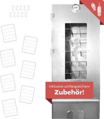 Produktbild von Räucherofen XL mit Schönheitsfehler aus Stahl, Räucherschrank 110 cm