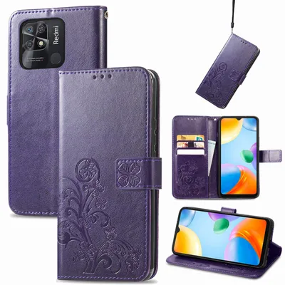 Productafbeelding van Beschermhoesje voor de Xiaomi Redmi 10C, telefoonhoesje met kaarthouder, kleur: paars