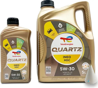 Produktbild von Total Quartz Ineo MDC | 5W-30 | 6 L | MB 229.52 | GM Dexos2 | Opel | Motoröl | mit Trichter