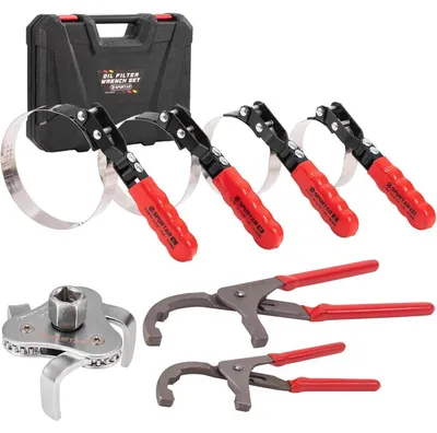 Produktbild von Ölfilterschlüssel Set 7-teilig Verstellbar 70-133mm Universal Ölfilterzange 3-Backen Entfernungswerkzeug