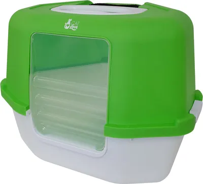 Produktbild von Raumsparende Eck-Katzenklo mit Haube - Grüne Katzentoilette