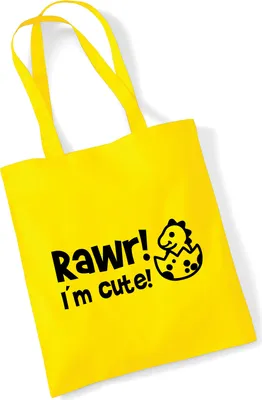 Produktbild von Huuraa Jutebeutel Baby Dino I`m cute 10 Liter Yellow Baumwolle Tasche Geschenkidee