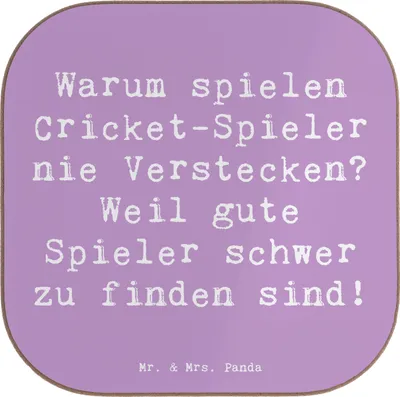 Produktbild von Mr. & Mrs. Panda Untersetzer für Gläser Spruch Cricket Verstecken - Lavendeltraum - Geschenk, Sportler, Tischuntersetzer, Getränkeuntersetzer, Holzuntersetzer, Coaster