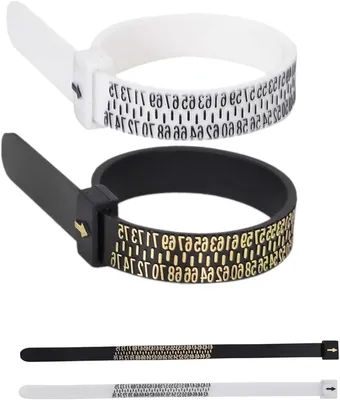 Image de Jeu de manomètres pour mesurer la circonférence des doigts - Pour vérifier la taille des bagues - Mesure précise - 2 pièces - Noir et blanc