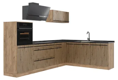 Productafbeelding van Hoekkeuken Vicco R-Line Artisanaal eiken/Goudkleurig Eiken 287 x cm antraciet werkblad, Model 67457