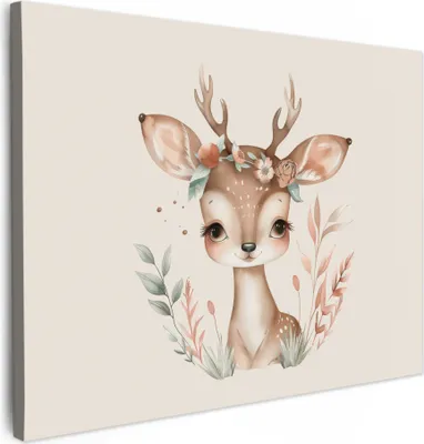 Produktbild von Wanddeko 40x30 cm - Kinder Bohemian - Hirsch - Boho, Wandbilder, Wanddeko Wohnzimmer, Bild