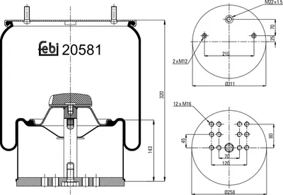 Obrázok produktu pre Pružinové vlnovce, vzduchové odpruženie FEBI 20581