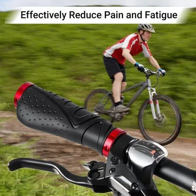 Produktbild von LYCAON Fahrradlenkergriffe, ergonomische, rutschfeste Fahrradgriffe aus Gummi mit Aluminium-Endkappen