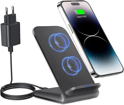 Produktbild von Kabelloses Ladegerät – Induktives Ladegerät – Schnellaufladung für Smartphones – Qi- – 15W Leistung – Schwarz