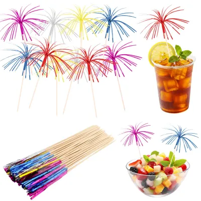 Cocktail-Vulkan-Deko 50 Stück 23 cm bunt Glitzerpalmen
