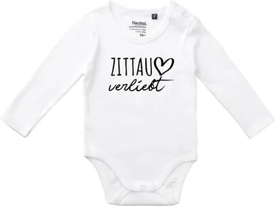 Produktbild von Huuraa Baby Body Zittau verliebt 62 White  Baumwolle Fairtrade Langarmbody Geschenkidee