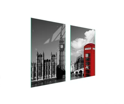 Image de Plaques de recouvrement pour cuisinière 2 pièces 75x52 Couverture de plaque vitrocéramique Planche à découper Londres Big Ben