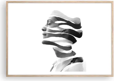 Produktbild von Gerahmtes Poster - Rahmen in heller Eiche - Frau Surrealismus Monochrom - 100x70 cm - Wand Bild - Wanddeko - Wandbilder - Kunstposter - Wandposter - Bilderrahmen - Bilder - P2NAA100x70-4430