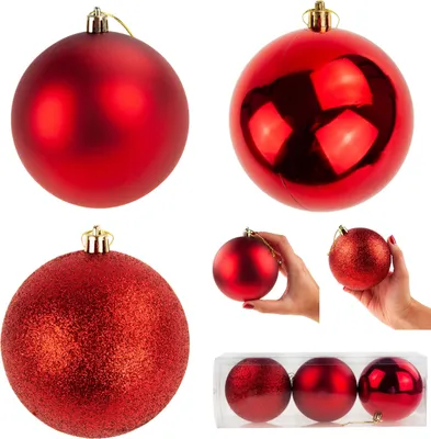 Image de Boules de Noël rouges 10Cm 3Er Set Boules incassables