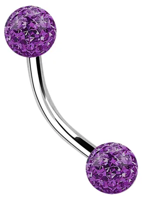 Produktbild von Titan Piercing Schmuck Banane 1,2 x 7 mm + Epoxy Kugeln in lila