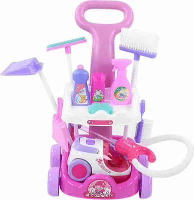 Immagine prodotto di Gioco di pulizia domestica, set di gioco di pulizia per finta, carrello di pulizia, set di pulizia per bambini, gioco di ruolo