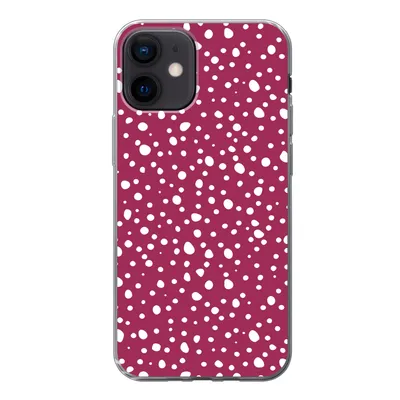 Produktbild von MuchoWow® Handyhülle Schutzhülle Hülle für iPhone 12 Tupfen - Rot - Weiß Silikon Softcase Handy Hülle - Schutzhülle