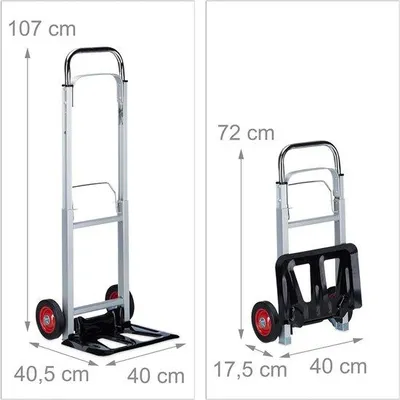 Immagine prodotto di Carrello trasportatore in metallo, leggero - capacità di carico 200 kg - universale, colore argento