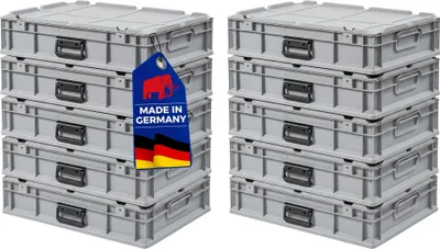 Produktbild von SuperSparSet 10x Eurobox NextGen Portable  Germany | HxBxT 13,5x40x60cm | 23 Liter | Grau | Eurobehälter, Transportbox, Transportbehälter, Stapelbehälter