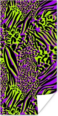 Produktbild von MuchoWow® Poster Tiermuster - Zebra - Neon - Lila 80x160 cm - Kinderzimmer