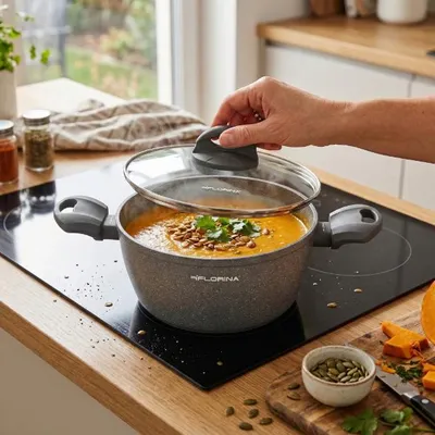 Obrázok produktu pre Florina, hrniec z liatej žuly s pokrievkou, vhodný na indukciu a sporák, priemer 16 cm, objem 1,2 l