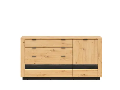 Obrázok produktu pre MOB, Komoda - Ostia - KOM1D4S (dub artisan + dub čierny) (s LED osvetlením)