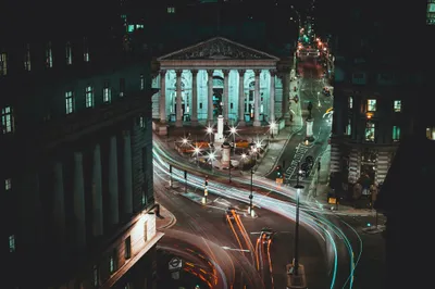 Zdjęcie produktu dla Fototapeta Dekoracja do Salonu z widokiem na Londyn Nocą Abstrakcja 3D Duże Miasto 208x146cm