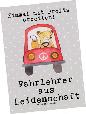 Produktbild von Mr. & Mrs. Panda Postkarte Fahrlehrer Leidenschaft - Grau Pastell - Geschenk, Fahrschule, Fotokarte, Lustig, Ansichtskarte, Beruf, Spruch, Postkarten, Ansichtskarten