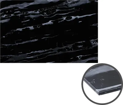 Produktbild von HOOZ Glasplatte als Tischplatte in 100x60cm Facettenschliff, Schutzplatte mit 6mm ESG Sicherheitsglas (Marmoroptik Schwarz)