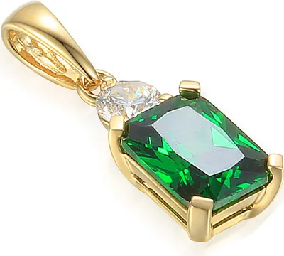 Produktbild von 585er Gelbgold Anhänger mit synth. Smaragd und Zirkonia ohne Kette