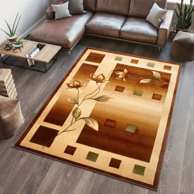 Produktbild von Teppich Wohnzimmer Schlafzimmer Kurzflor Modern Beige Braun Meliert  160 x 220 cm