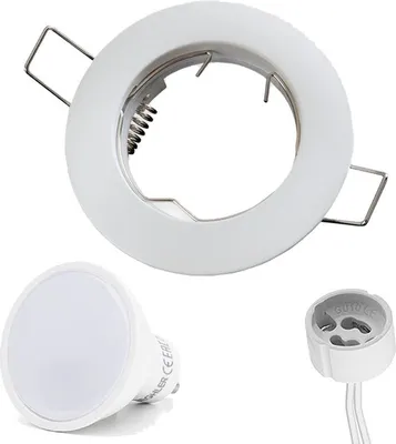 Produktbild von LED Line® Einbaustrahler GU10 Ø65mm Bohrloch Aluminium inkl. GU10 5W Neutralweiß 350 lm LED Leuchtmittel Weiß-Matt Rund