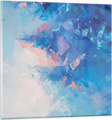 Produktbild von Bilder auf glas - Einteilig - Abstraktion blau gemalt - 30x30cm - Glasbilder - Wandbilder - Bilder - zum Aufhängen bereit - Wanddekoration aus Glas - Glas Bilder - Wandbild auf Glas - GAC30x30-4570