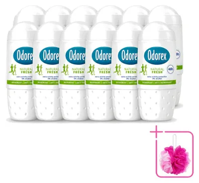 Productafbeelding van 12 x Odorex Deodorant Roller Natural Fresh - 50 ml - Voordeelverpakking - 12 stuks
