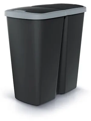 Produktbild von Abfallbehälter Prosperplast COMPACTA Q DUO, 45 l schwarz mit hellgrauem Deckel